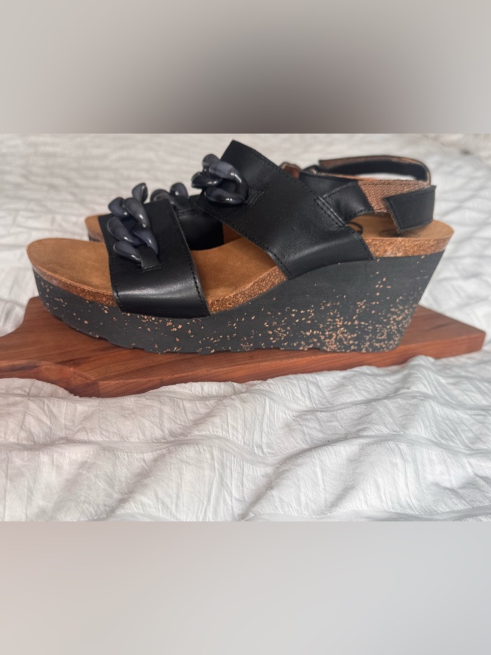 otbt wedge Fair Isle sandals black Women’s Size 10  Resort Boho Travel Summer